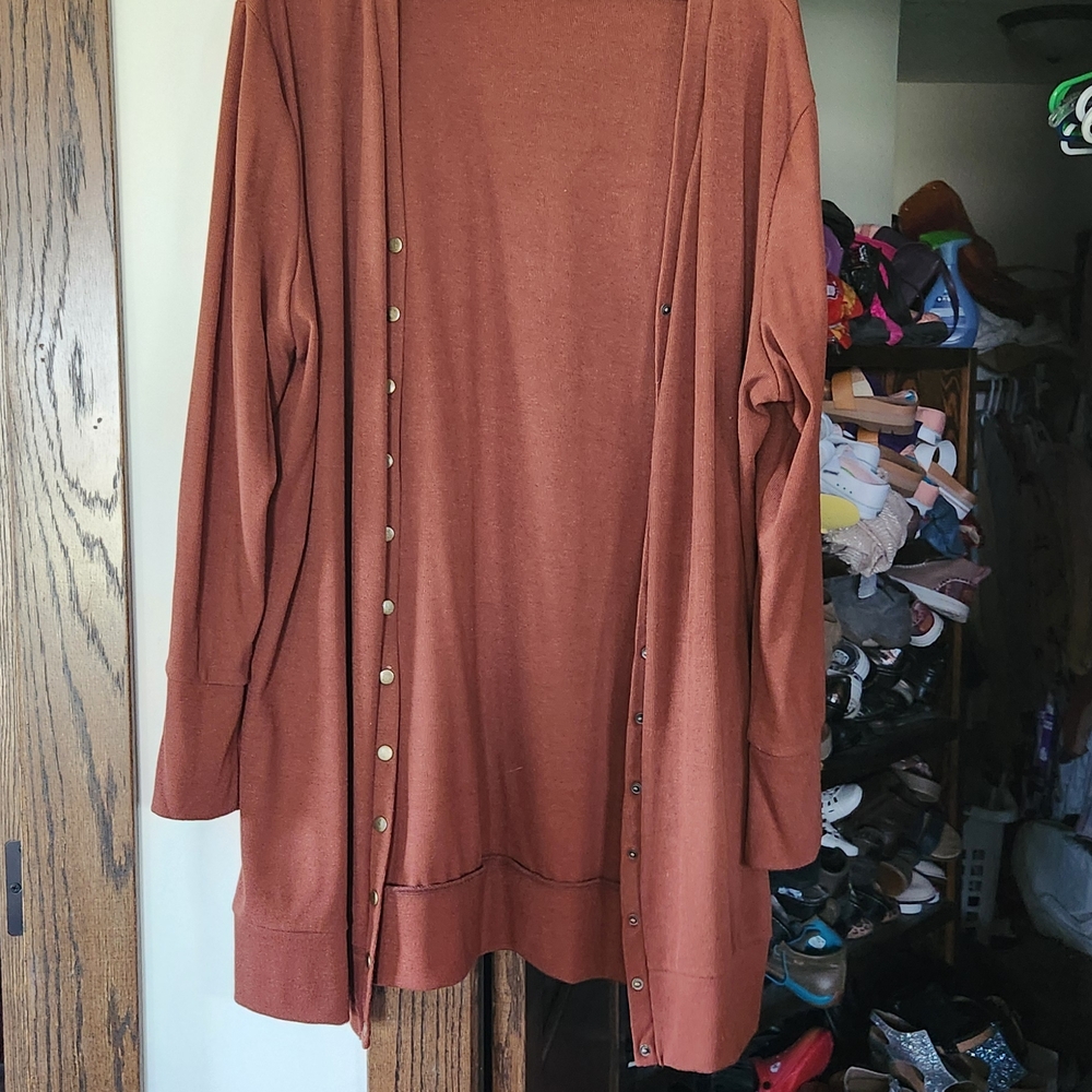 Rust Button-Up Women's Sweater